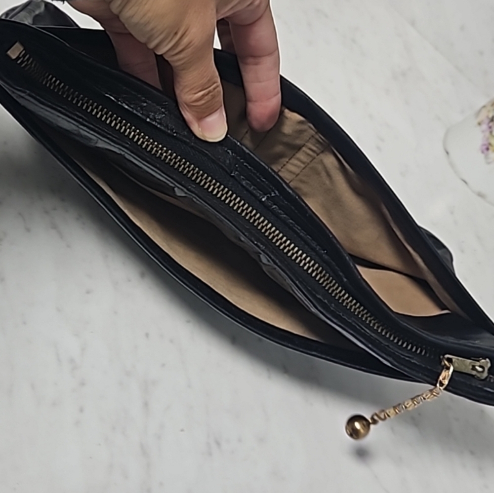 FREE Soft leather & suede vintage Large purse  Hanging Copper Ball & chain